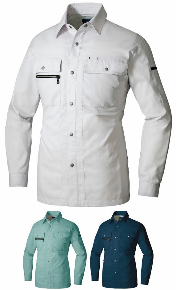 【清涼素材！通気性抜群♪】[通年]長袖シャツ[AZ-3435]