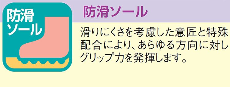 滑りにくい防滑ソールの説明画像