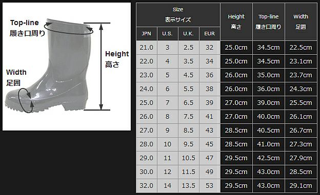 詳しいサイズ表です！