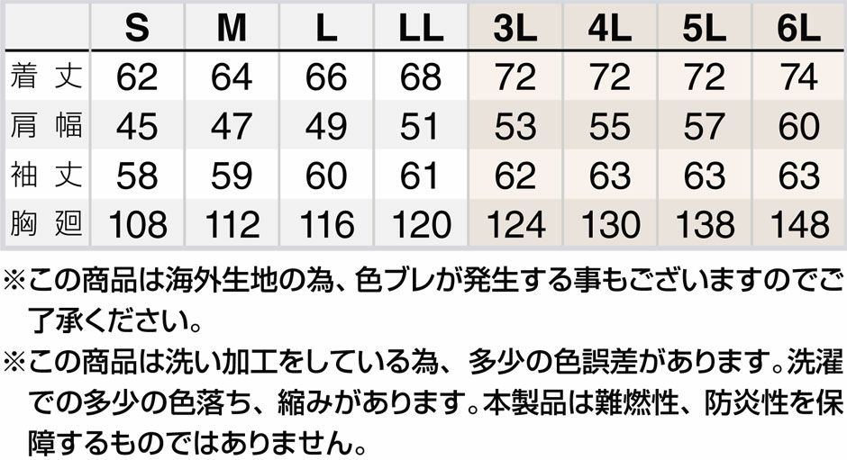 サイズ表
