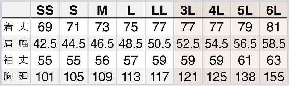 サイズ表