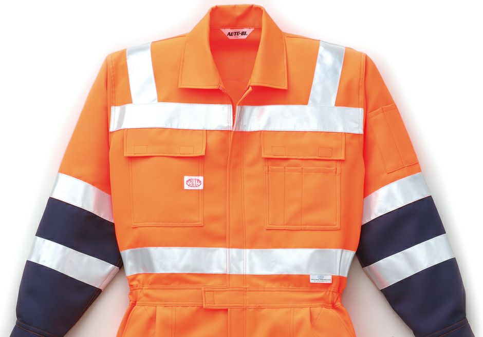 反射テープ！厚手！】業務用の安全つなぎ服（高視認性JIS規格T8127