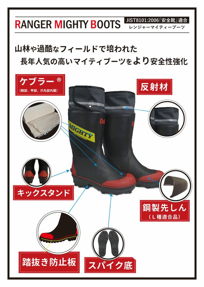 品番：レンジャーマイティブーツNS）【日本製】スパイク安全長靴