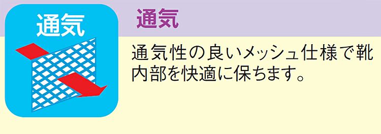 通気性メッシュで内部が蒸れにくく爽やかにしてくれます。