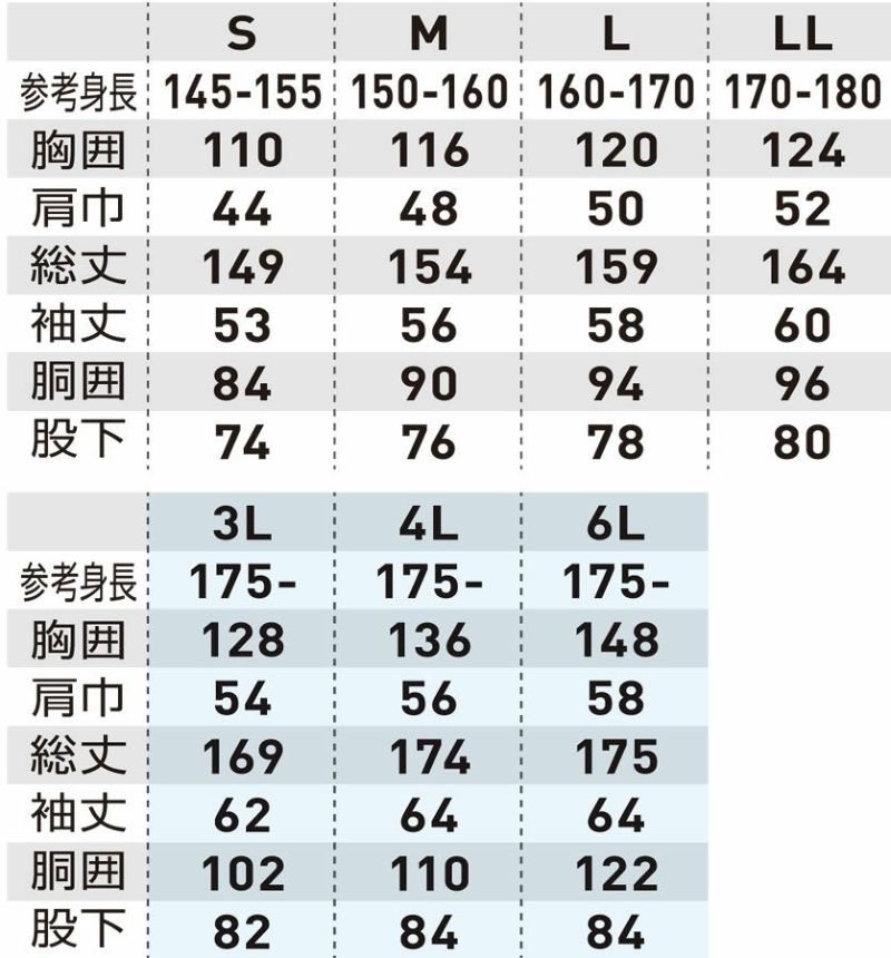 サイズ表