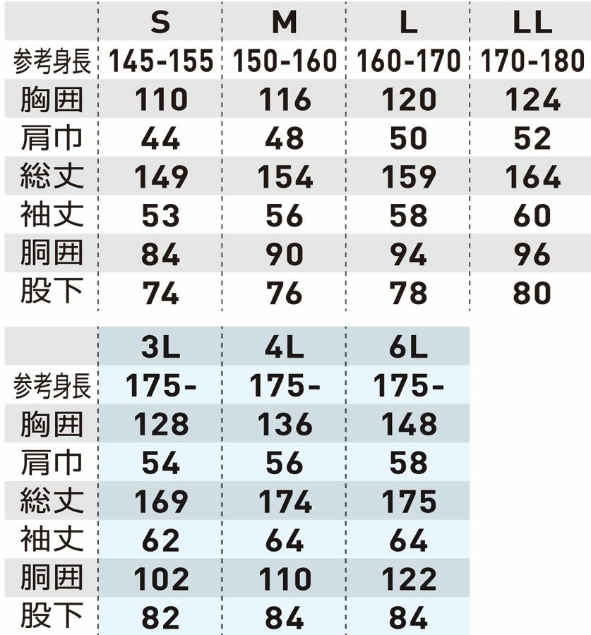 サイズ表