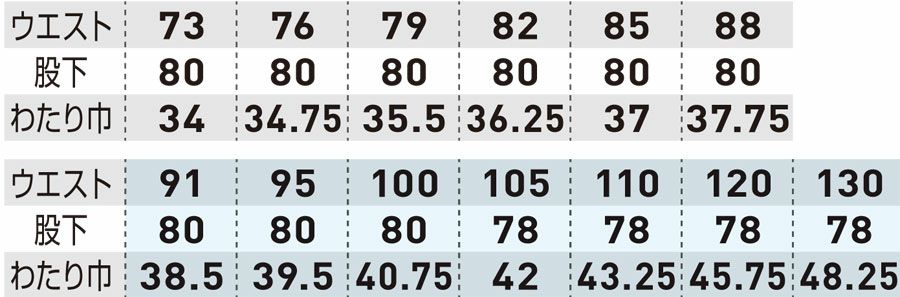 サイズ表