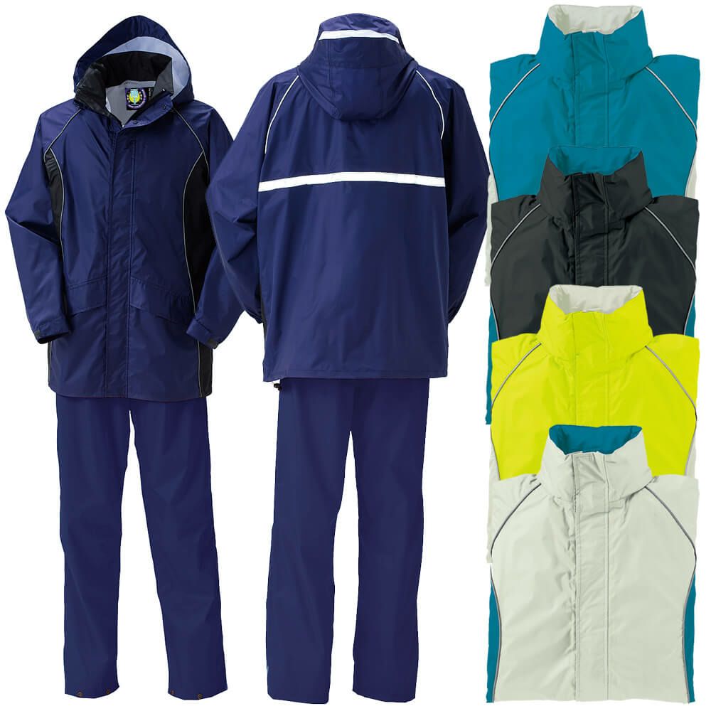 【強い防水性・耐水圧10000mm】作業用レインコート・上下セット