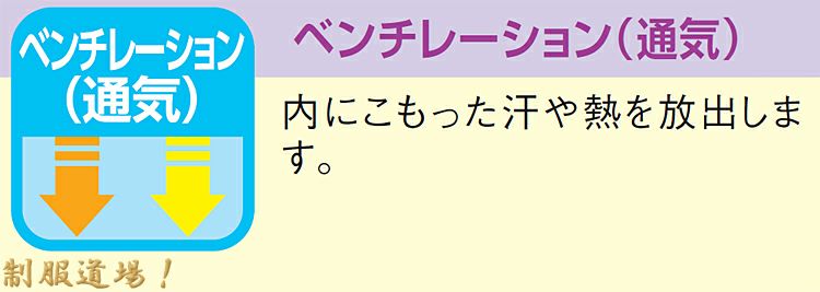 汗や熱を放出するので通気性が良い説明画像