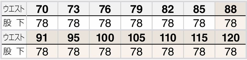 サイズ表