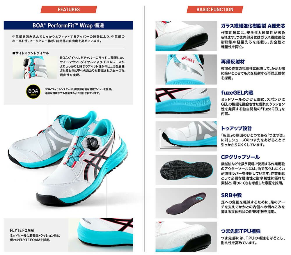 【asics】ウィンジョブ安全靴の機能詳細