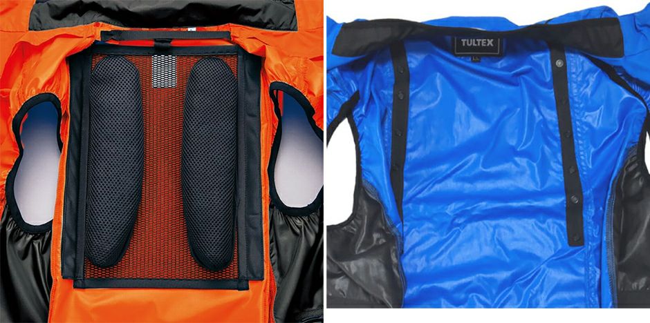 運転中でも空気の流れを作るスペーサーパッド部分（スペーサーパッドは別売り）<br>右側は何もつけていない状態