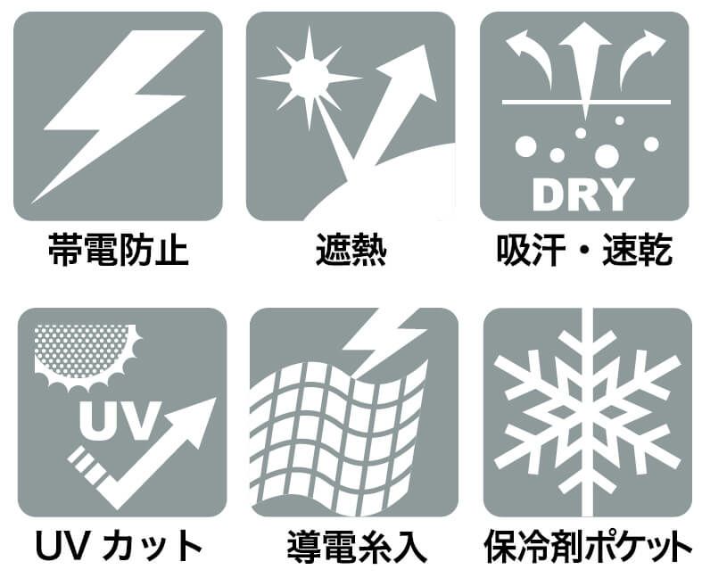 帯電防止の生地