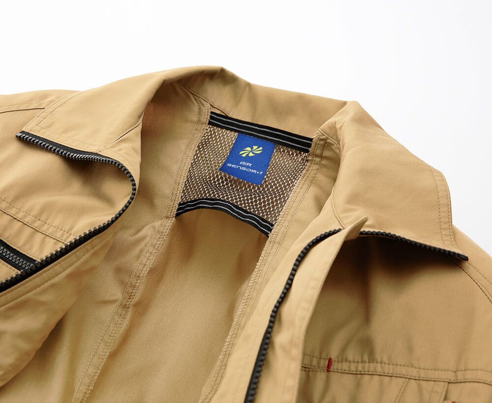 風通りを良くするメッシュ生地を背中に採用