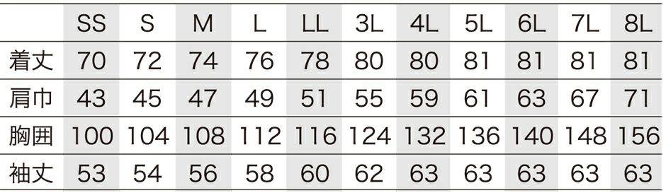 サイズ表