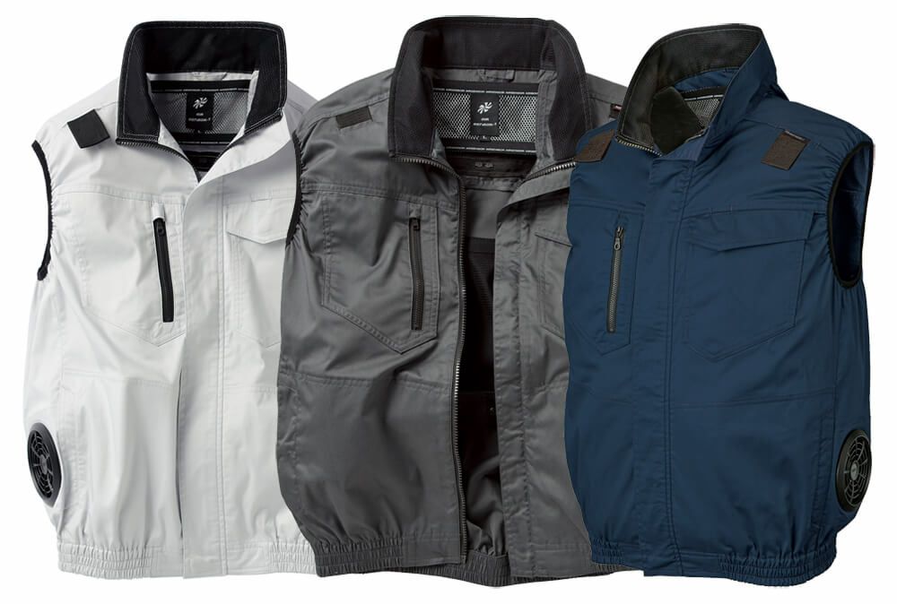 【サイドファン仕様】空調服・ベスト（ハーネス対応）［KURO-26886］