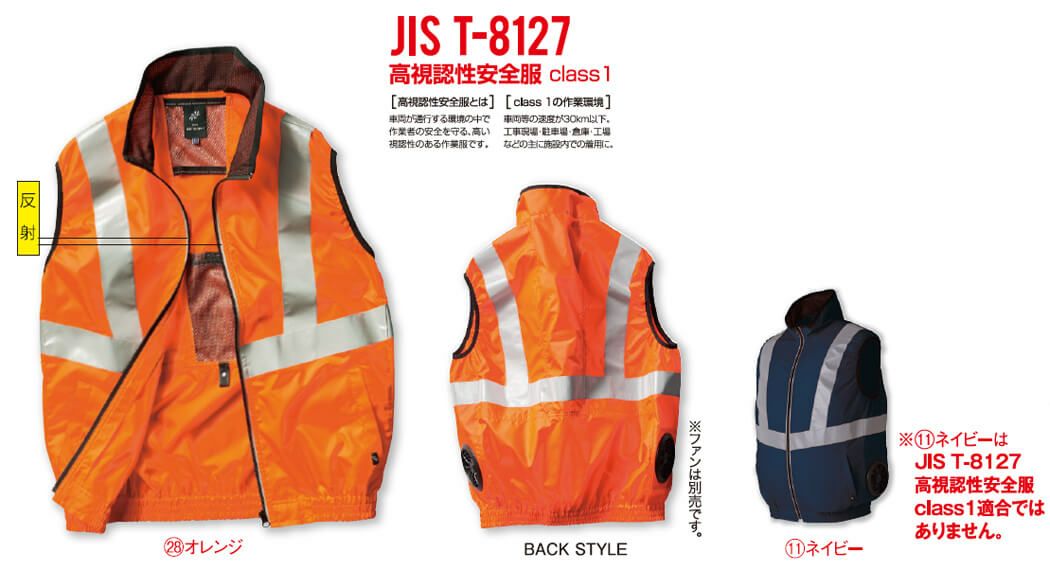 JIS T-8127 高視認性安全服・クラス1