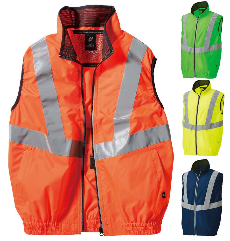 【高視認反射テープ付き】空調服ベスト（軽量）［KURO-26868］