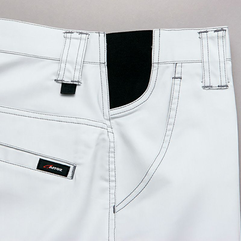 イージーウエスト仕様<br>脇にゴムを挟み込みウエストの動きに対して柔軟に対応できます。