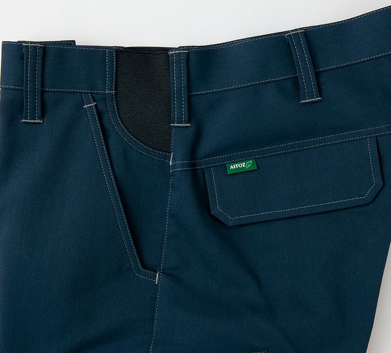 サイドリブ仕様<br>サイドにゴムを挟み込みウエストの動きに対して柔軟に対応。